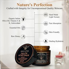 2 PACKS-NEW Organic Grass-Fed Beef Tallow Balm with Raw Honey-Moisturizing Cream