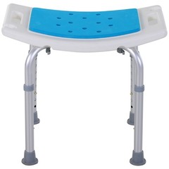 Adjustable Height Shower Chair Bath Stool, 300 lbs Capacity, Blue/White/Silver