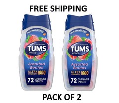 Tums Ultra Strength 1000 Assorted Berries Antacid Tablets, 72 Ct Each Pack of 2