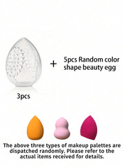 Multicolor 3 Pcs Sponge Case + 5 Random Color Beauty Eggs