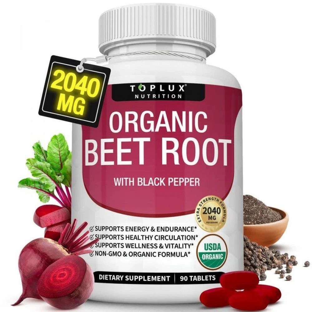 Toplux Organic Beet Root Tablets-Nitric Oxide Booster Beetroot Supplement2040mg+