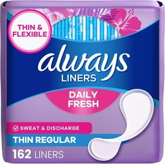 Always Daily Fresh Liners, Regular, Unscented, 162ct