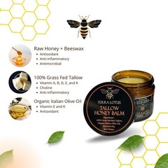 2 PACKS-NEW Organic Grass-Fed Beef Tallow Balm with Raw Honey-Moisturizing Cream