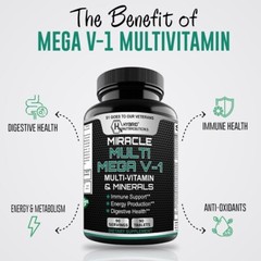 MEGAV-1 Multivitamin Tablets – Daily Vitamin Minerals with Probiotics – 2 Pack