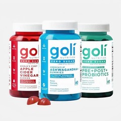 3 Bottles Goli Zero Sugar Best Seller Trio Set Gummies, 60 Counts Per Bottle USA