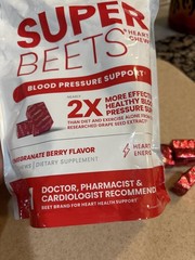 SUPER BEETS Heart Chews, Pomegranate, 60 Count, New & Sealed-FREE SHIP