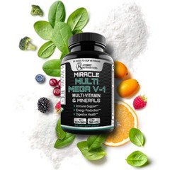 MEGAV-1 Multivitamin Tablets – Daily Vitamin Minerals with Probiotics – 2 Pack